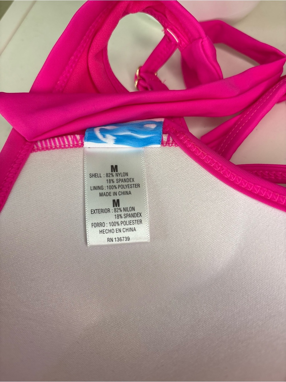 California Waves Neon Pink Bikini Top with Ruffle Trim - Picture 8 of 8